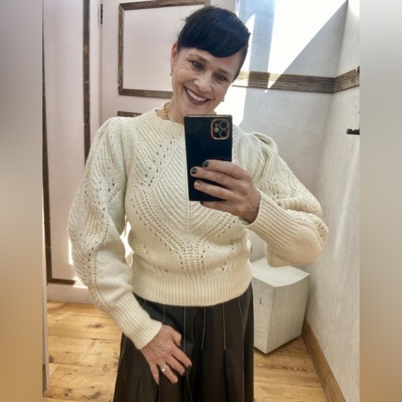 NWT! By Anthropologie Scalloped Collar Sweater in Ivory - Size 3X 🪑 - Picture 12 of 14